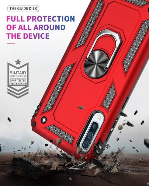 Military Grade Drop Impact for Samsung Galaxy A50 Case 360 Metal Rotating Ring Kickstand Holder Magnetic Car Mount Armor Heavy Duty Shockproof Cas...