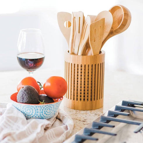 Totally Bamboo Lattice Kitchen Utensil Holder, 5" x 5"x 7"...