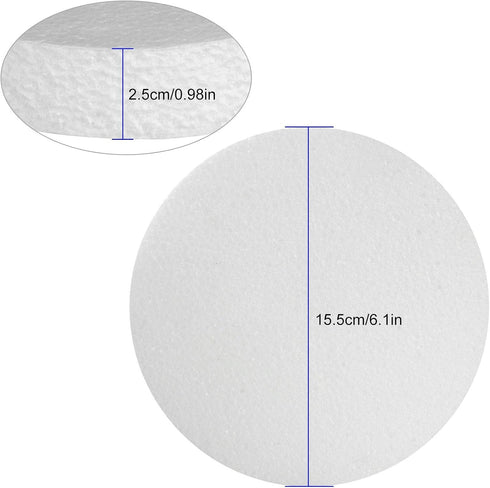 16PCS Round Craft Foam Disc 6 x 6 x 1 inch White EPS Foam Circle, Blank Foam Circles, Arts and Crafts Supplies for Modeling, Sculpturing, Kids Art...
