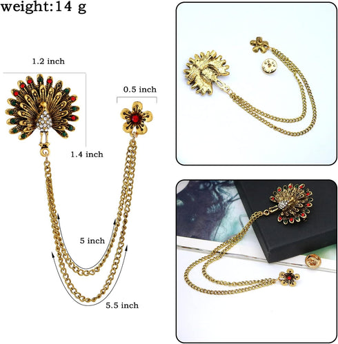 Gold Silver Plated Chain Rose Flower Violin Five-pointed Star Brooches Collar Pins Crystal With Hanging Chain Suit Shirt Lapel Brooch Pin Fashion ...