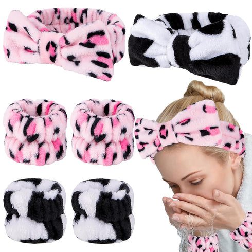 6 Pcs Puffy Spa Headband and Wristbands for Face Washing Skincare Headbands for Women Face Wash Headband Soft Makeup Skin Care Hair Accessories fo...