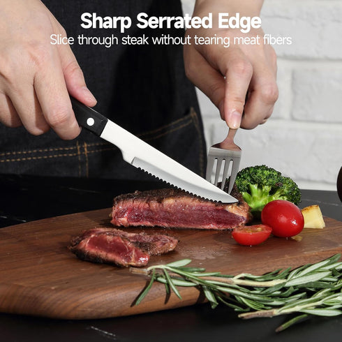 Steak Knives, Steak Knife Set of 6, German Stainless Steel Steak Knife Serrated...