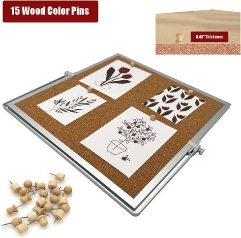 Desktop Cork Board, Double Sided Bulletin Board Message Board with 15 PCS Push Pins, Decorative Pin Board Perfect for Home School Office Decor...