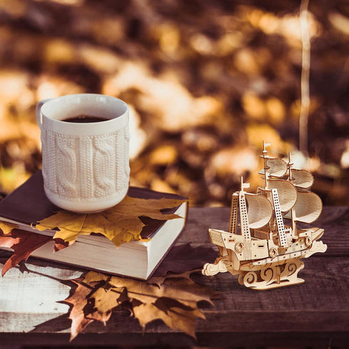 3D Wooden Sailboat Puzzle for Adults Wood Block Puzzle-Model Building Kit-Gift for Birthday/Father's Day...