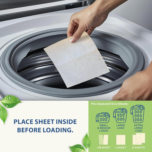 Eco-Safe Laundry Detergent Sheets - Ingredients from Finland, Natural Scent, Bio-Enzyme Formula, Power Clean, 5 Sheets (Up to 10 Loads) - Non-Toxi...