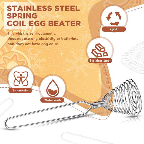 4 Pieces Stainless Steel Spring Whisk, 8.46 Inches Egg Whisk Hand Push Whisk Blender French Style Whisk Wire Whisk for Egg Beater Kitchen Utensil ...