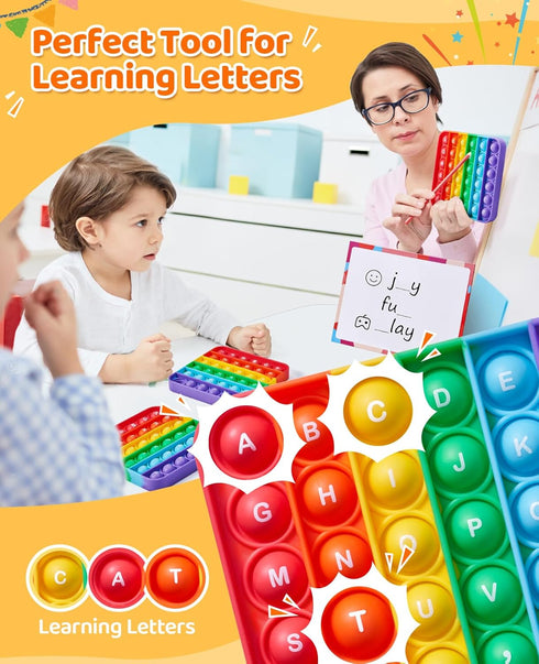 Double Sided Alphabet Numbers Fidget Toys,ABC Learning and Educational Toys, Stress Relief, Autism Sensory Toys,26 Letters on One Side,Numbers 1-3...
