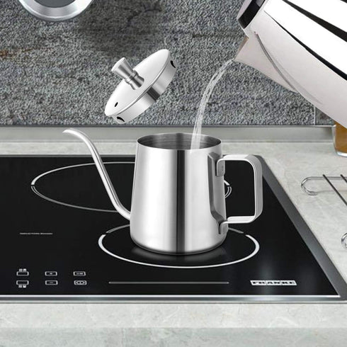 GWHOLE Small Pour Over Gooseneck Coffee Kettle Long Narrow Drip Spout Coffee Tea Pot for Stove Top - Silver, 350ML/12 Oz...