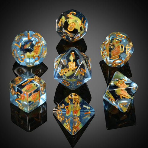 Fish DND Dice, DNDND 7PCS Resin Dice Set with Velvet Bag for Dungeons and Dragons D&D Role Playing Games and Tabletop Games ?Fish DND Dice Set...