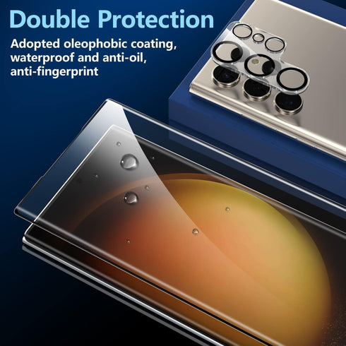 MOCOLL for Samsung Galaxy S23 Ultra Screen Protector?3D Curved?Tempered Glass with Camera Lens Protector, Ultra HD Clear, Fingerprint Unlock 9H Ha...
