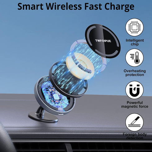 Magnetic Wireless Car Charger Mount Compatible with Magsafe iPhone14 /iPhone 13/ iPhone 12/12 Mini/12 Pro/12 Pro Max, 15W Fast Charging Air Vent M...