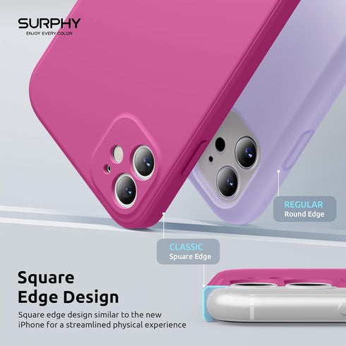SURPHY Square Design for iPhone 11 Case with Camera Protection, Straight Edge Slim Design, Liquid Silicone Phone Case for iPhone 11 6.1 inches, Ho...