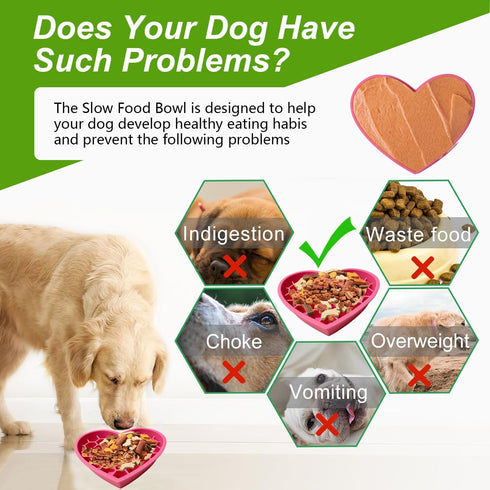 Silicone Slow Feeder Dog Bowls & Cat 2-in-1 Puzzle Dog Bowls Pet Food Bowls Encourages Slow Eating Lick Mat Design, Reduces Gulping, Dishwasher Fi...