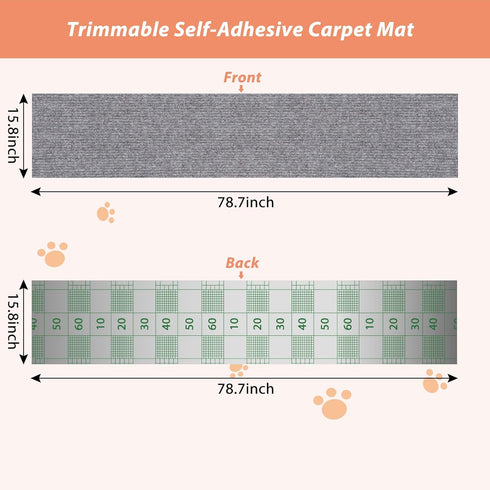78.7"x15.8" Cat Scratch Mat,Cat Carpet Replacement for Cat Tree and Scratch Post,Trimmable Self-Adhesive Couch Protector from Cat Scratching (Ligh...