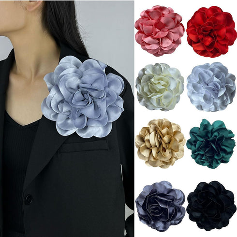 Satin Fabric Rose Flower Extra Large Big Brooches Camellia Flower Oversized Brooch Pin for Women Wedding Party Dance Banquet Dress Suit Ceremony C...