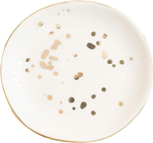Sweet Water Decor Ring Dish Engagement - Ceramic Wedding Ring Dish for Bridal Shower - Ring Dishes for Women with White & Gold Speckled Decorative...