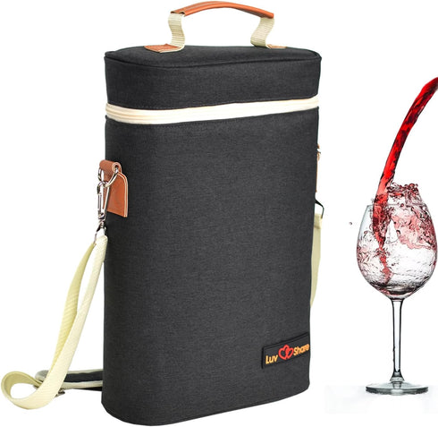 Wine Carrier Tote, Insulated Leakproof Wine Cooler Bag, Wine Travel Bag Tote for Picnic BYOB Restaurant Beach, Padded Portable Wine Bottle Carrier...