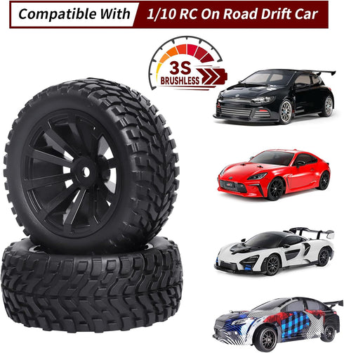 Outer Diameter 2.99inch(76mm) 1/10 On Road Touring Car Wheels and Tires 12mm Hex for Traxxas 4Tec 2.0 Latrax Teton Redcat EPX Drift Car HSP Flying...