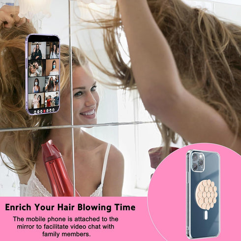 omee Magnetic Suction Cup Phone Mount, Silicone Suction Phone Case Stand for iPhone 15/14/13/12 Series, Mirror Shower Phone Holder, for TikTok Vid...