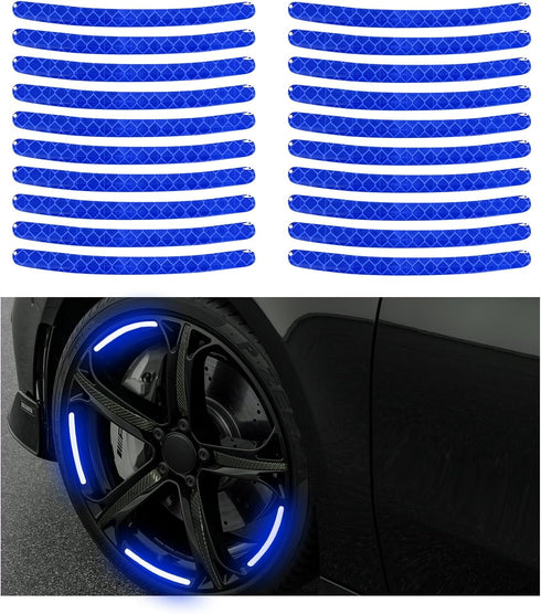 20PCS Reflective Car Wheel Decorative Stripe Stickers, Anti-Scratch Night Safety Warning Sticker, Fluorescent Tire Rims Decal, Auto Exterior Decor...