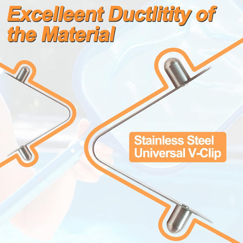 10 PCS Stainless Steel V-Clips Butterfly V Clip for Swimming Pool Spa Brush, Leaf Skimmer/Net, Vacuum Head, Mini Jet Vacuum, Telescopic Pole - Sol...