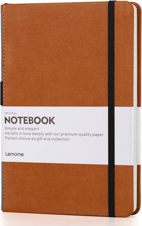 Lemome Thick Classic Notebook with Pen Loop A5 College Ruled Hardcover Writing Notebook with Pocket + Page Dividers Gifts, Banded, Large, 180 Page...