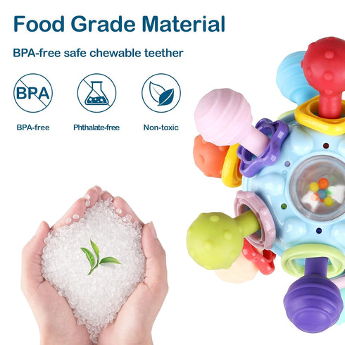 Baby Sensory Teething Toys - Montessori Teether Toys for Babies 0-6 6-12 Months, Infant Developmental Learning Toys for 0 3 6 9 12 18 Months Newbo...