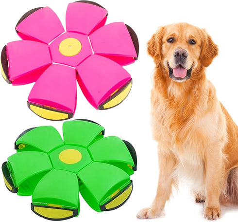 Dog Flying Disc Toy, Pet Toy Flying Saucer Ball with 3 Light for Dogs, Flying Saucer Ball Dog Toy Outdoor Toy Doggy Disc Ball, Outdoor Games Green...