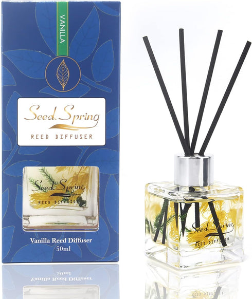 Reed Diffuser Set with Sticks,Vanilla Scent Oil for Bedroom Office Gym and Stress Relief, Home Fragrance Products 50 ml / 1.7 oz...