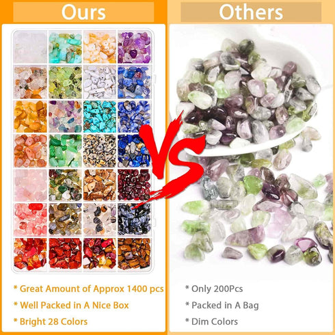 selizo Crystal Beads for Ring Making, 28 Colors Chips and Gemstone Beads, Ring Making Kit with Plastic Box for Jewelry, Bracelets, Earring Making ...