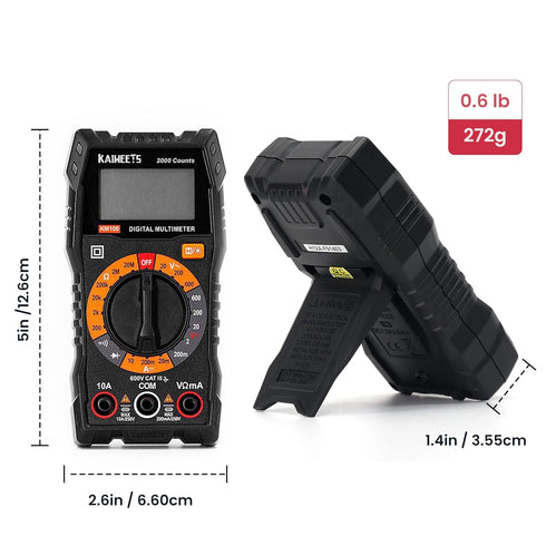 KAIWEETS Digital Multimeter with Case, DC AC Voltmeter, Ohm Volt Amp Test Meter and Continuity Test Diode Voltage Tester for Household Outlet, Aut...
