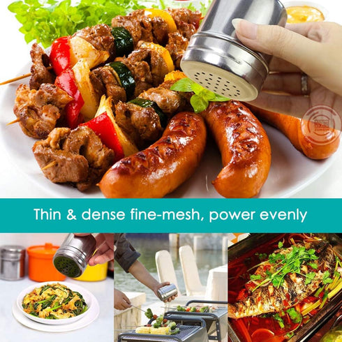 2 Pcs Stainless Steel Dredges and Powdered Shaker with 16 pcs Printing Molds Stencils, SENHAI Salt Pepper Coffee Cocoa Cinnamon Power Can with Hol...