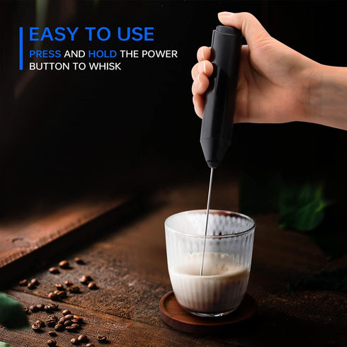 Milk Frother for Coffee Whisk Electric Milk Frother with Stainless Steel Holder, Durable Mini Mixer Electric Handheld, Milk Frother with Whisk for...