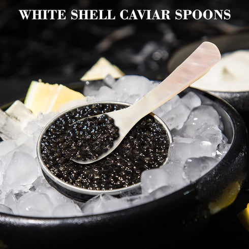 Caviar Spoons Mother of Pearl MOP Caviar Spoons with Hand Craft W Round Handle for Caviar, Egg, Ice Cream, Salt, Coffee Serving, Restaurant Servin...