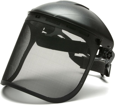 Pyramex Safety Full Face Shield Eye & Head Protection (Headgear Not Included), Black Mesh Steel Wire Mesh - ANSI Z87.1 for Mesh Safety...