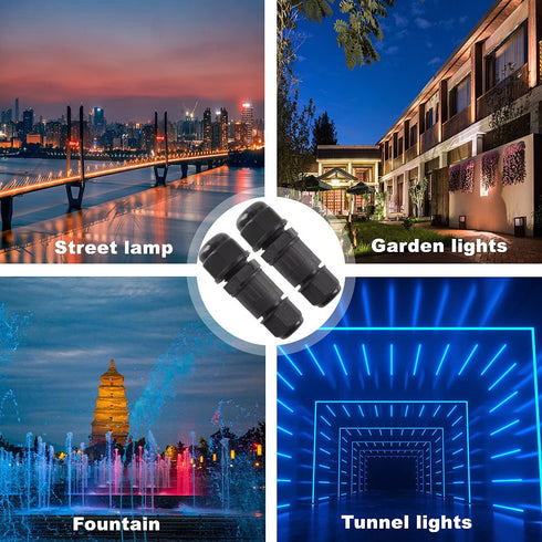 4Pcs PG9 Mini Waterproof Electrical Junction Boxes 2Pin Outdoor Electrical Boxes Cable Connector for Tunnel, Tree String, IP68 Junction Box Wire R...