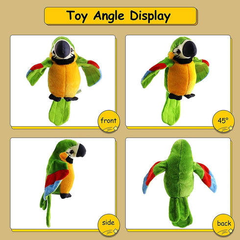 9'' Cute Talking Parrot Repeats What You Say Electronic Interactive Plush Toy Stuffed Animal Record Parrot Waving Wings Funny Bird Toys for Childr...