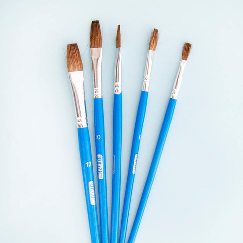 BAZIC Paint Brushes Set Flat Natural Hair Brush, Paintbrushes for Acrylic Oil Watercolor Gouache Art Painting (5/Pack), 1-Pack...