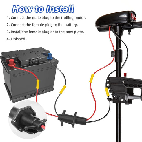 Trolling Motor Plug 12V 10 Gauge 2 Wire Trolling Motor Plug and Receptacle Quick Connect Kit Compatible with Minn Kota Marine Boat Kayak, 10 Awg W...