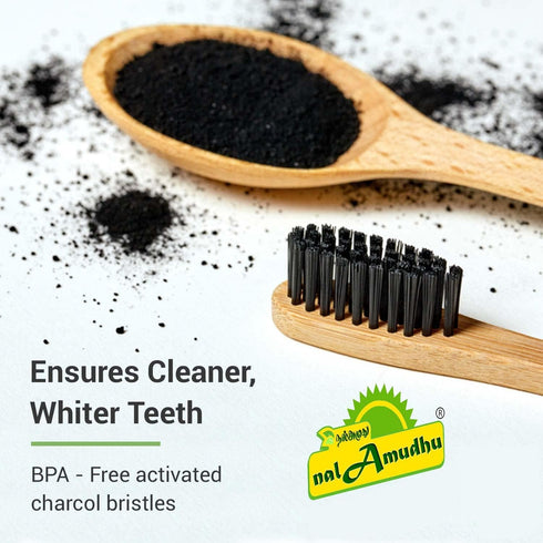 Bamboo Toothbrush with Charcoal Activated Soft Bristles - Gentle on Teeth, Light Weight, Eco friendly,Vegan, Natural & Zerowaste-Dental & Oral Car...