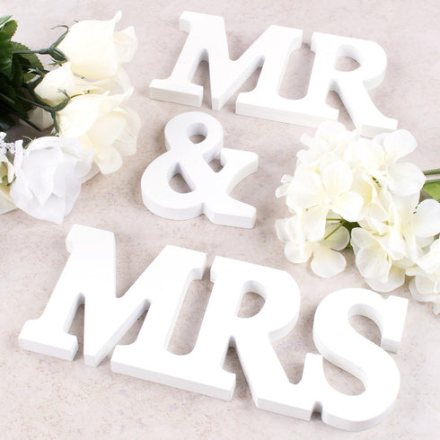 Super Z Outlet White Wooden Mr and Mrs Signs Wedding Present for Party Table Top Dinner Decoration, Display Stand Figures, Home Wall...