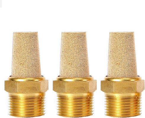 Quickun Air Pneumatic Mufflers, 1/8" Male Thread Sintered Bronze Exhaust Muffler Silencer (Pack of 3)...