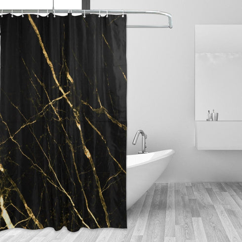 ALAZA Black Gold Marble Shower Curtain Waterproof Polyester Bath Curtian with Hooks 72x72 Inch...