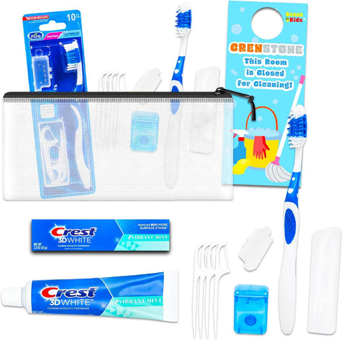 Oral Care Travel Kit for Adults - Bundle with Travel Toothbrush, Floss, Floss Picks, Travel Size Toothpaste, and More for Men and Women | TSA Frie...