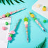 Beadthoven 12pcs DIY Beadable Pens, Hawaiian Flower Plastic Bead Pens with 48pcs Assorted Boho Tropical Summer Flamingo Pineapple Beads Pen Making...
