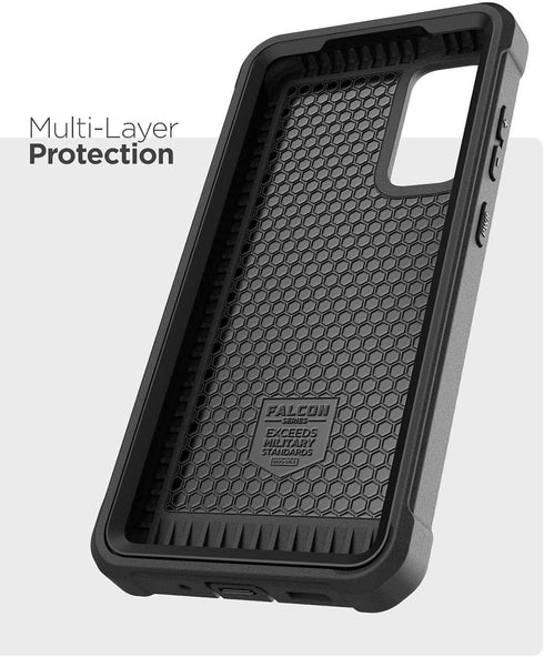 ENCASED Falcon Armor for Samsung Galaxy S20 FE Case, Protective Heavy Duty Full Body Phone Case (Black)...