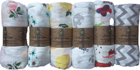 Muslin Swaddle Breathable Multi-Use Blanket, 120 x 120 cm, 47" x 47", 70% Bamboo + 30% Organic Cotton, for Baby Infant Newborn Boys Girls Swaddlin...