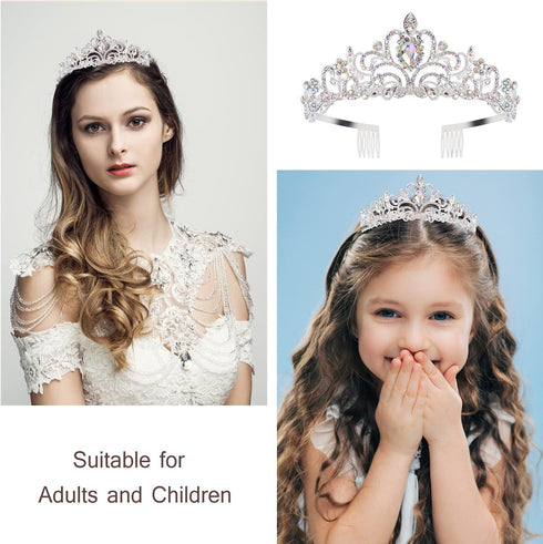 Velscrun Birthday Queen Tiaras Crown for Women, Girls Princess Crowns for Women, Queen Tiara for Mom, Silver Birth Crown Headband Birth Sash, 30th...