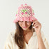 Crochet Bucket Hat for Women Handmade Floral Hat Portable Knitted Elastic Cute Beach Hat for Vacation Traveling...