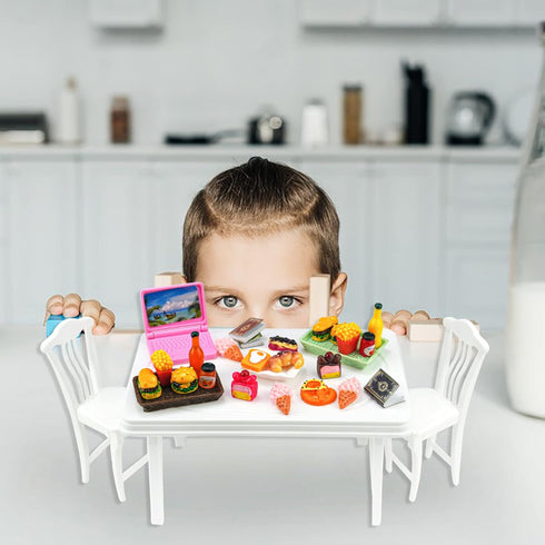 30 Pcs Miniature Food Drinks Laptop Computer Books Toys Dollhouse Miniature Furniture Plastic Table Fits Accessories Scale Dollhouse Playsets Girl...